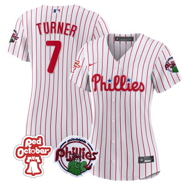 Women's Philadelphia Phillies Red October Patch Jersey - All Stitched - Image 11