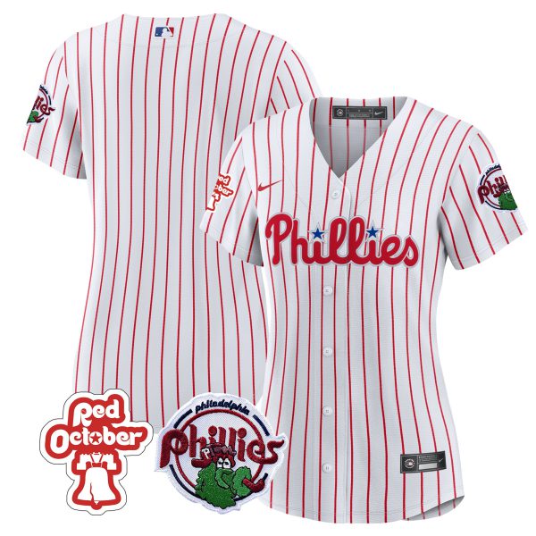 Women's Philadelphia Phillies Red October Patch Jersey - All Stitched - Image 14