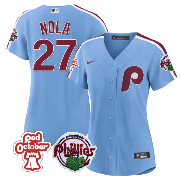 Women's Philadelphia Phillies Red October Patch Jersey - All Stitched - Image 16