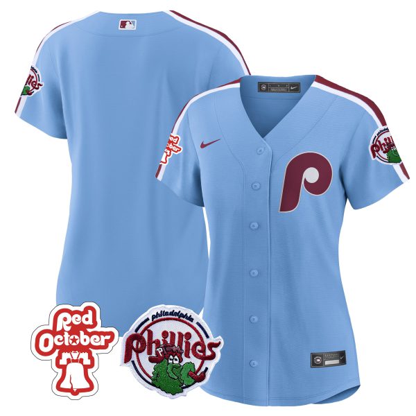 Women's Philadelphia Phillies Red October Patch Jersey - All Stitched - Image 21