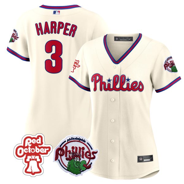 Women's Philadelphia Phillies Red October Patch Jersey - All Stitched - Image 22