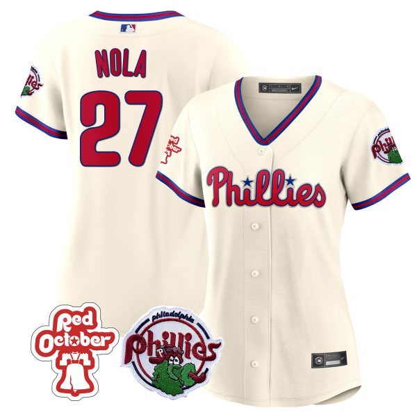 Women's Philadelphia Phillies Red October Patch Jersey - All Stitched - Image 23