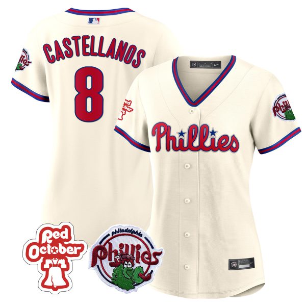 Women's Philadelphia Phillies Red October Patch Jersey - All Stitched - Image 26