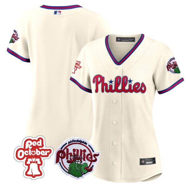 Women's Philadelphia Phillies Red October Patch Jersey - All Stitched - Image 28