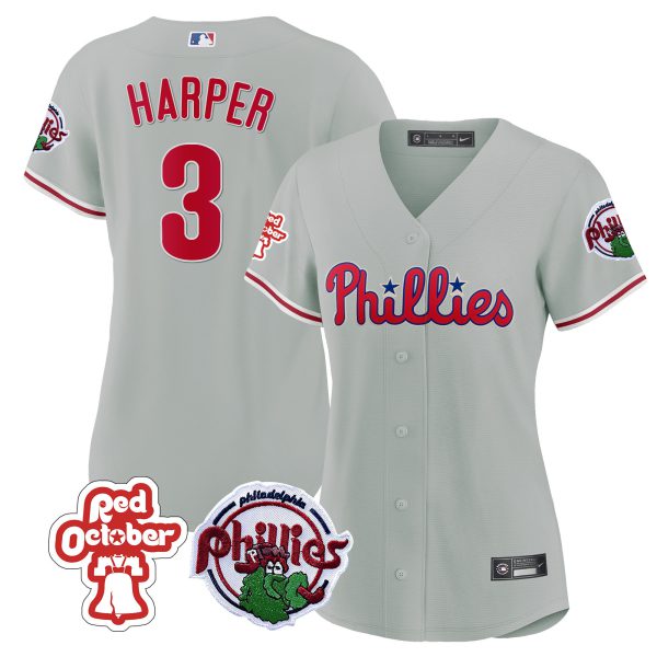 Women's Philadelphia Phillies Red October Patch Jersey - All Stitched - Image 29