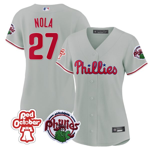 Women's Philadelphia Phillies Red October Patch Jersey - All Stitched - Image 30
