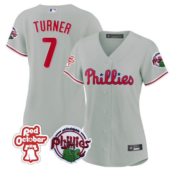 Women's Philadelphia Phillies Red October Patch Jersey - All Stitched - Image 32