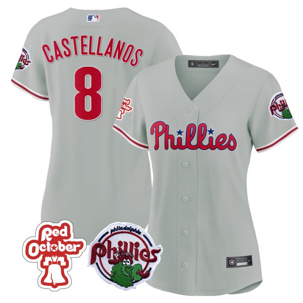 Women's Philadelphia Phillies Red October Patch Jersey - All Stitched - Image 33