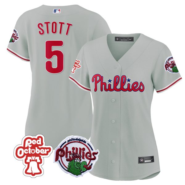 Women's Philadelphia Phillies Red October Patch Jersey - All Stitched - Image 34