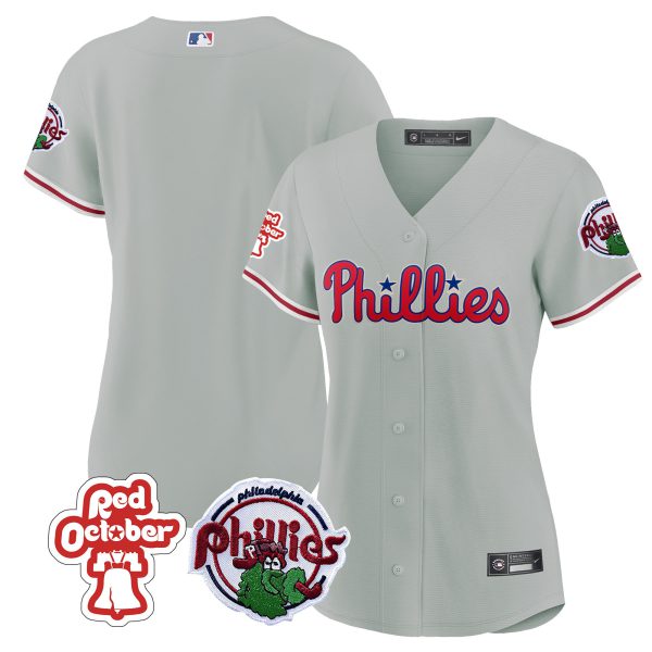 Women's Philadelphia Phillies Red October Patch Jersey - All Stitched - Image 35