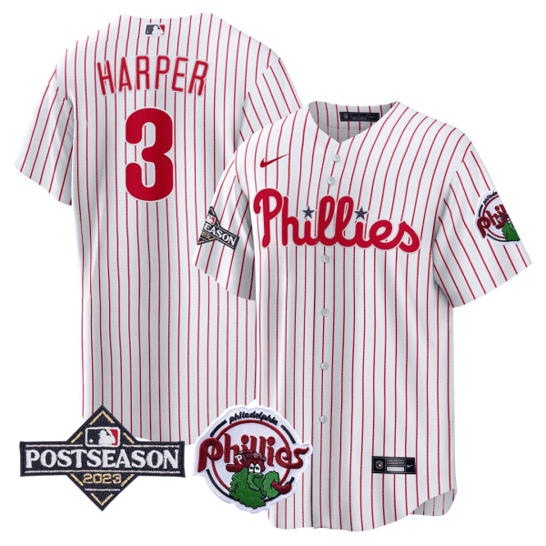 Bryce Harper Philadelphia Phillies 2023 Postseason Patch Jersey - All Stitched - Image 2