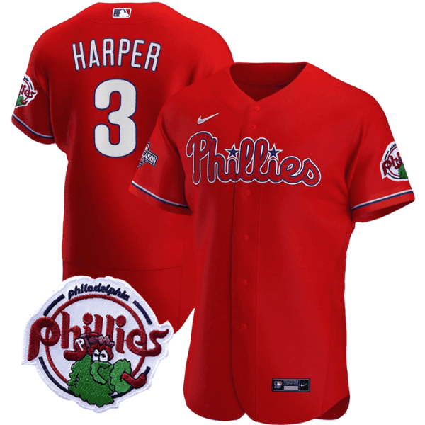 Bryce Harper Philadelphia Phillies 2023 Postseason Patch Jersey - All Stitched - Image 3
