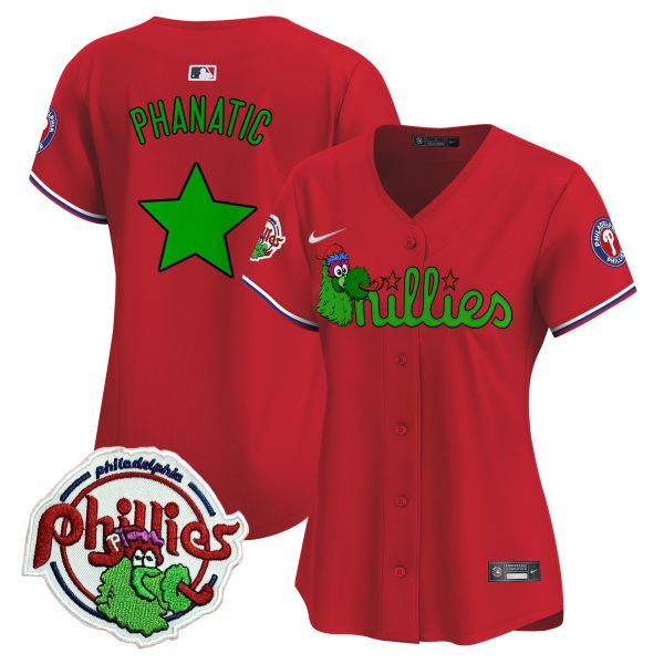 Women's Phillies Phanatic Patch Vapor Premier Limited Jersey V3- All Stitched - Image 44