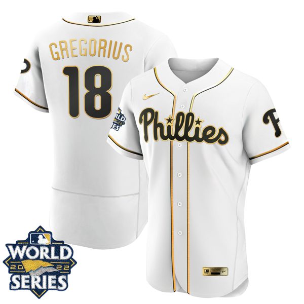 Youth's Philadelphia Phillies Gold 2022 World Series Jersey - All Stitched - Image 5
