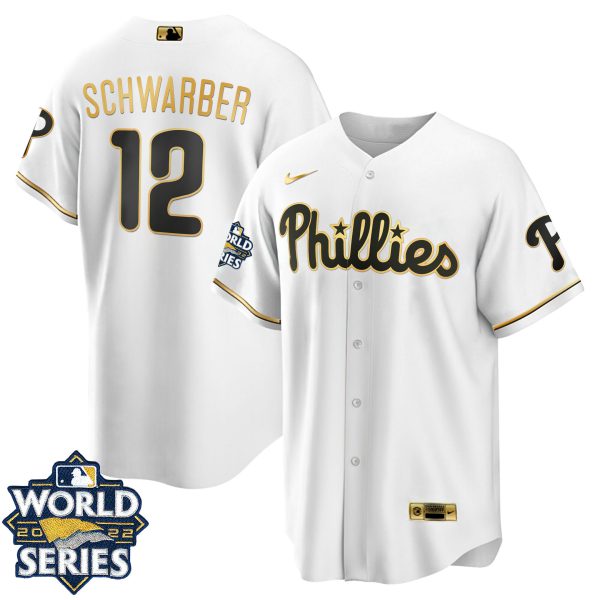 Youth's Philadelphia Phillies Gold 2022 World Series Jersey - All Stitched - Image 9