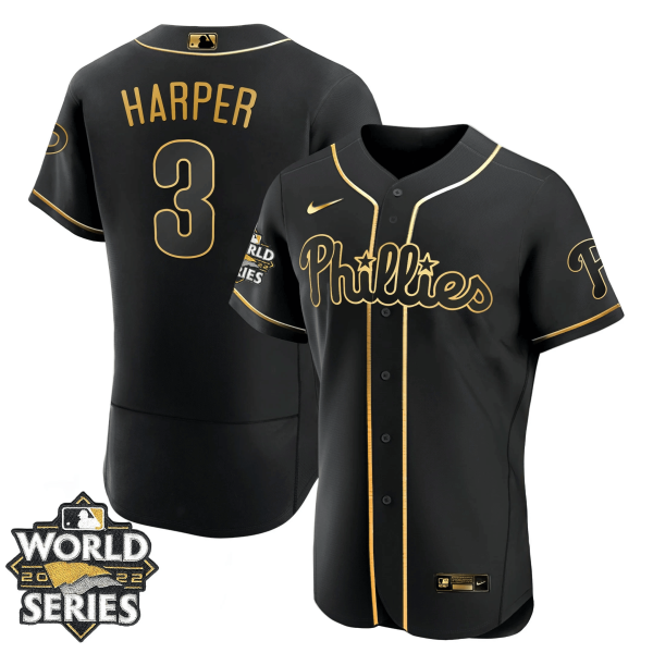 Youth's Philadelphia Phillies Gold 2022 World Series Jersey - All Stitched - Image 13