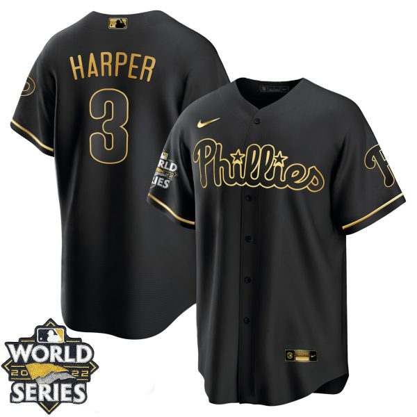 Youth's Philadelphia Phillies Gold 2022 World Series Jersey - All Stitched - Image 19