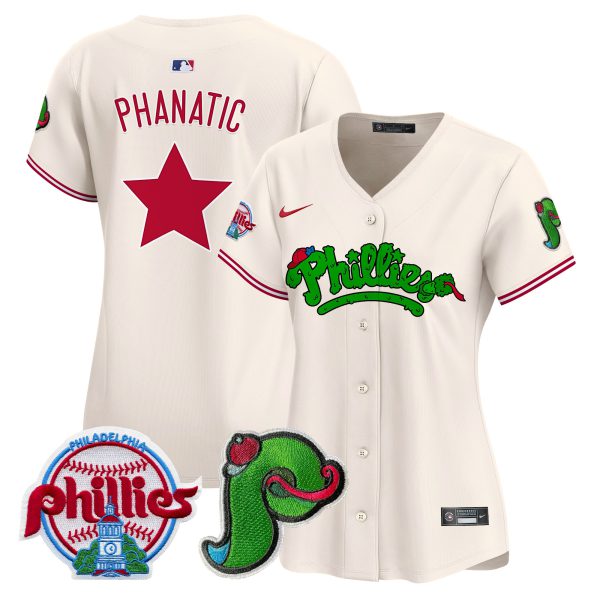 Women's Phillies Phanatic Patch Vapor Premier Limited Jersey V4 - All Stitched - Image 8