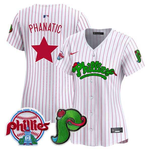 Women's Phillies Phanatic Patch Vapor Premier Limited Jersey V4 - All Stitched - Image 35