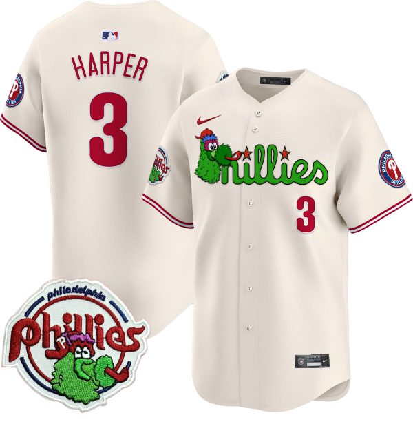 Youth's Phillies Phanatic Patch Vapor Premier Limited Jersey V3 - All Stitched - Image 19