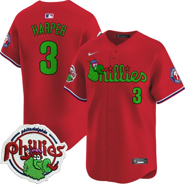 Youth's Phillies Phanatic Patch Vapor Premier Limited Jersey V3 - All Stitched - Image 37