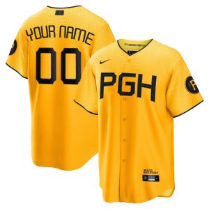 Pittsburgh Pirates Gold City Connect Custom Jersey - All Stitched