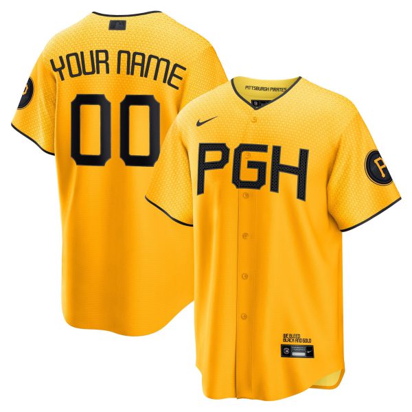 Pittsburgh Pirates Gold City Connect Custom Jersey - All Stitched