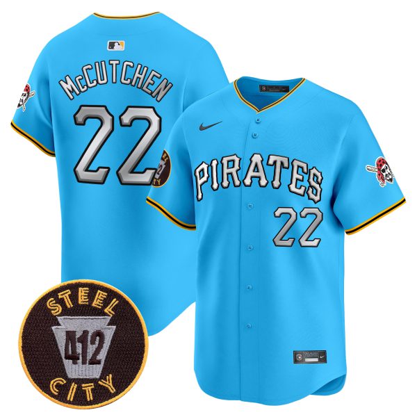 Men's Pittsburgh Pirates 412 Patch Vapor Premier Limited Jersey V6 - All Stitched - Image 30