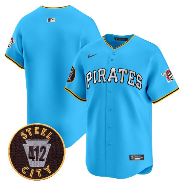 Men's Pittsburgh Pirates 412 Patch Vapor Premier Limited Jersey V6 - All Stitched - Image 35