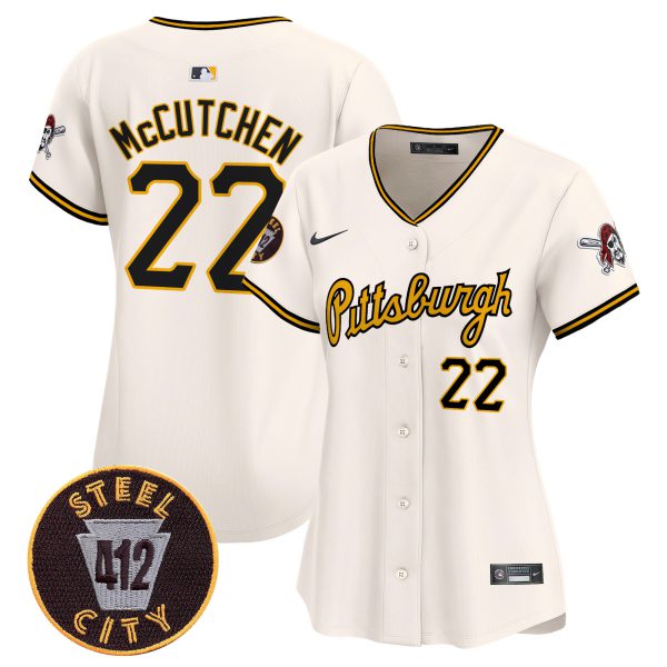 Women's Pittsburgh Pirates 412 Patch Vapor Premier Limited Jersey V4 - All Stitched - Image 14