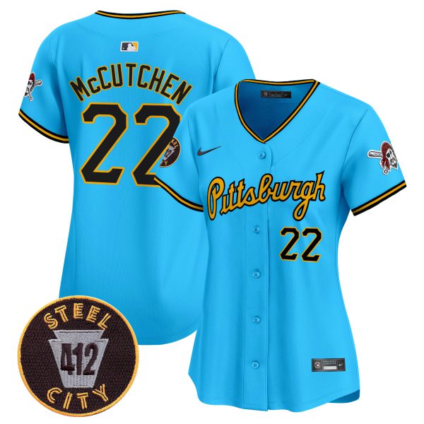 Women's Pittsburgh Pirates 412 Patch Vapor Premier Limited Jersey V4 - All Stitched - Image 26