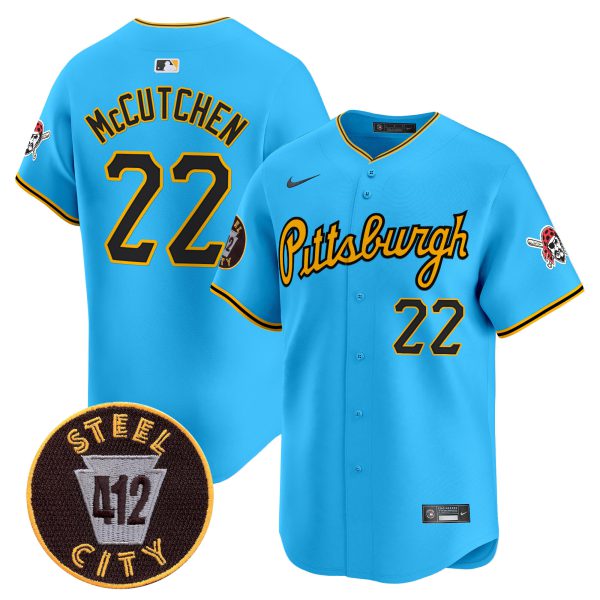 Men's Pittsburgh Pirates 412 Patch Vapor Premier Limited Jersey V4 - All Stitched - Image 26