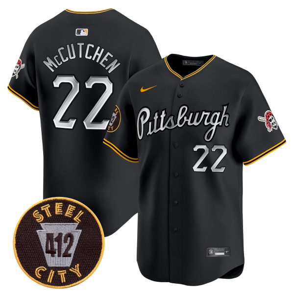 Men's Pittsburgh Pirates 412 Patch Vapor Premier Limited Jersey V7 - All Stitched - Image 9
