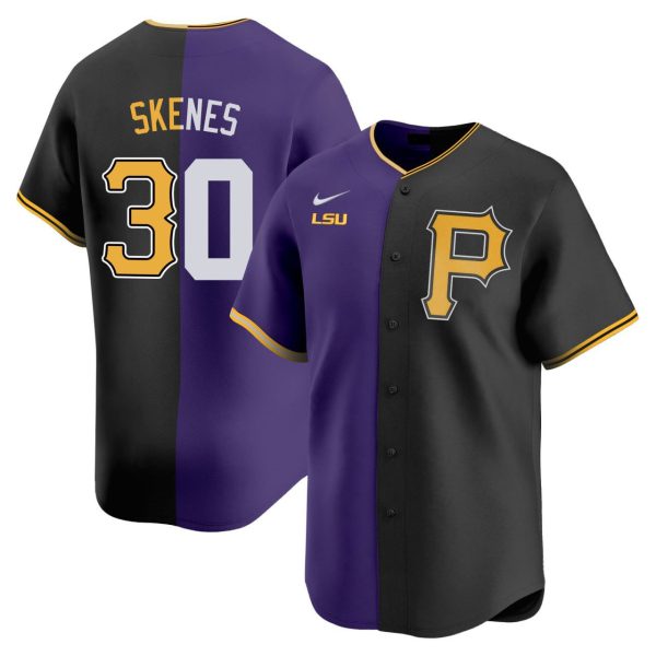 Men's Paul Skenes LSU Pittsburgh Pirates Split Jersey - All Stitched - Image 2