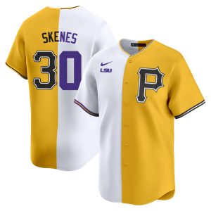 Men's Paul Skenes LSU Pittsburgh Pirates Split Jersey - All Stitched