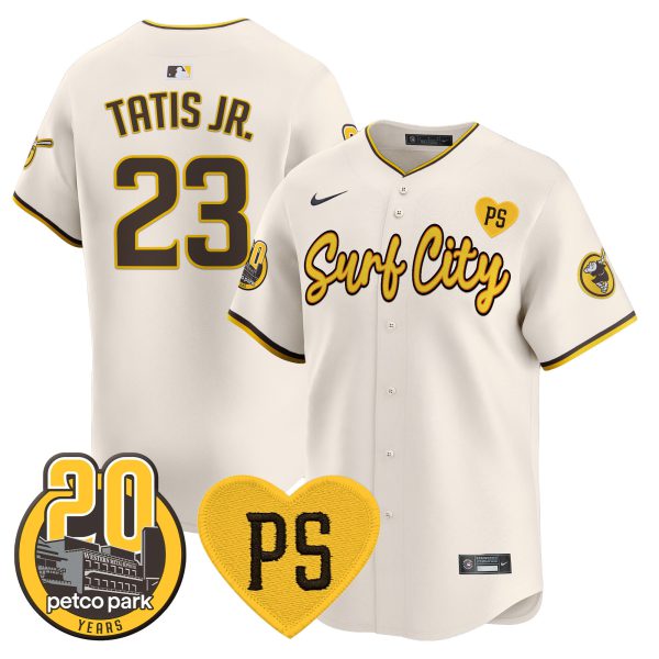 Men's Padres “For Peter” & Petco Park 20th Patch Vapor Premier Limited Jersey V3 - All Stitched