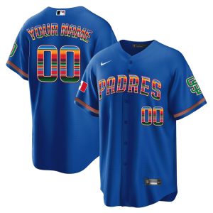San Diego Padres Mexico Blue Custom Jersey - All Stitched