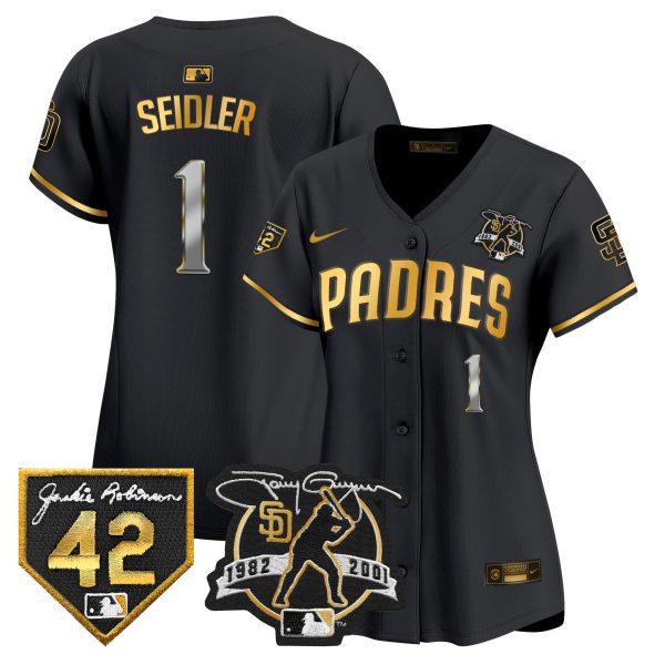 Women's Padres 2024 Tony Gwynn & Robinson Patch Vapor Premier Limited Jersey – All Stitched - Image 3