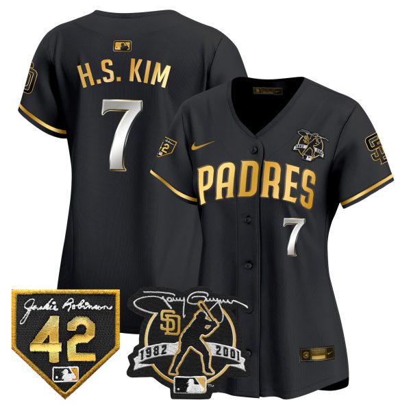 Women's Padres 2024 Tony Gwynn & Robinson Patch Vapor Premier Limited Jersey – All Stitched - Image 4