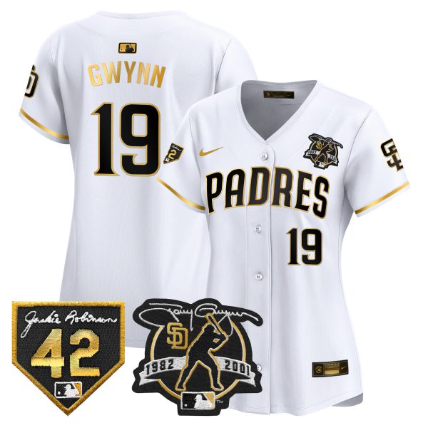 Women's Padres 2024 Tony Gwynn & Robinson Patch Vapor Premier Limited Jersey – All Stitched - Image 13