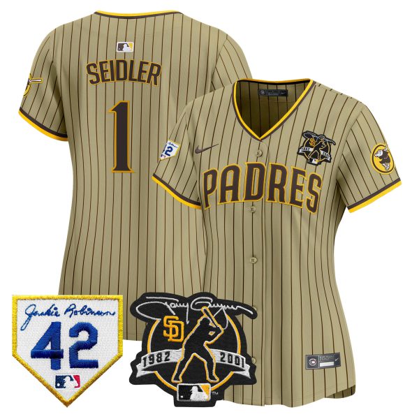 Women's Padres 2024 Tony Gwynn & Robinson Patch Vapor Premier Limited Jersey – All Stitched - Image 24