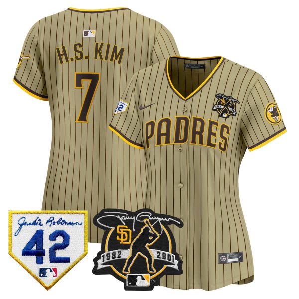 Women's Padres 2024 Tony Gwynn & Robinson Patch Vapor Premier Limited Jersey – All Stitched - Image 25