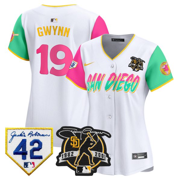 Women's Padres 2024 Tony Gwynn & Robinson Patch Vapor Premier Limited Jersey – All Stitched - Image 34
