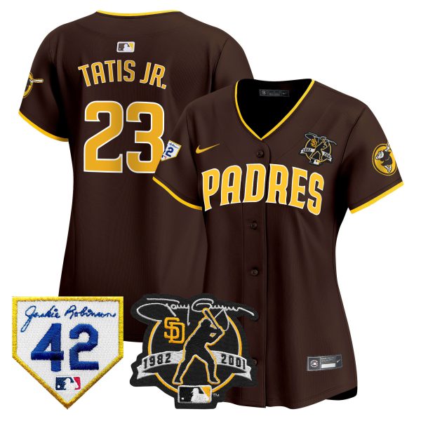 Women's Padres 2024 Tony Gwynn & Robinson Patch Vapor Premier Limited Jersey – All Stitched - Image 36