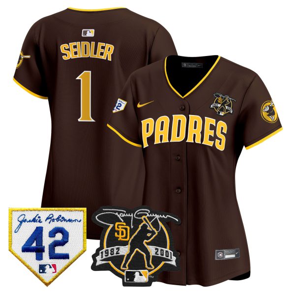 Women's Padres 2024 Tony Gwynn & Robinson Patch Vapor Premier Limited Jersey – All Stitched - Image 38