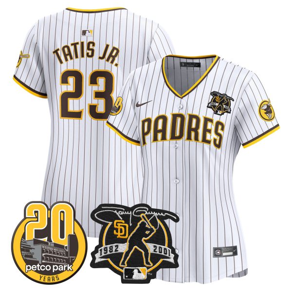 Women's Padres Tony Gwynn & Petco Park 20th Patch Vapor Premier Limited Jersey – All Stitched - Image 15