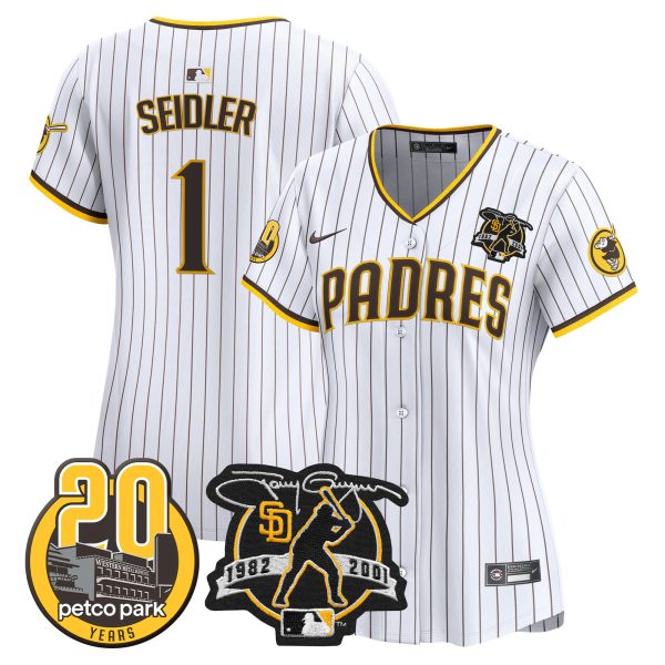 Women's Padres Tony Gwynn & Petco Park 20th Patch Vapor Premier Limited Jersey – All Stitched - Image 17