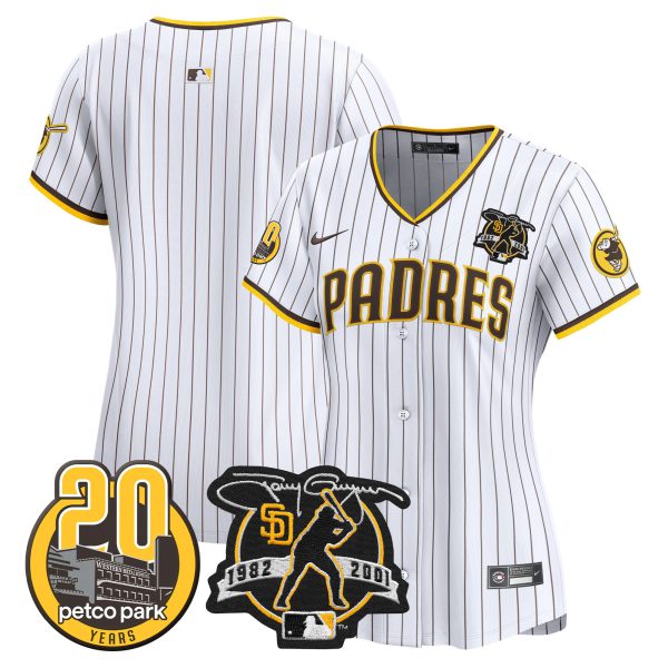 Women's Padres Tony Gwynn & Petco Park 20th Patch Vapor Premier Limited Jersey – All Stitched - Image 21