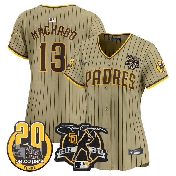 Women's Padres Tony Gwynn & Petco Park 20th Patch Vapor Premier Limited Jersey – All Stitched - Image 23