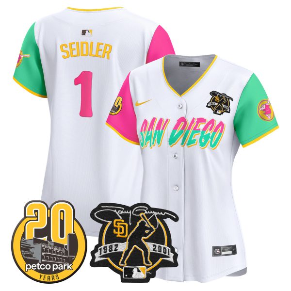 Women's Padres Tony Gwynn & Petco Park 20th Patch Vapor Premier Limited Jersey – All Stitched - Image 31